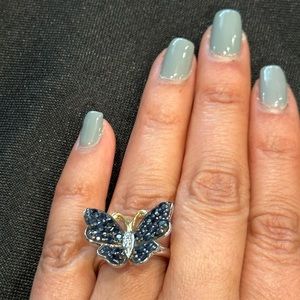 Unique Synthetic Sapphire Butterfly Ring